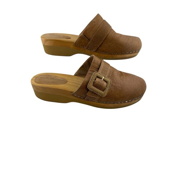 Kelsi Dagger Brooklyn Brown Leather Slip On Mules w Buckle Women's Size 10 EUC - Picture 9 of 10